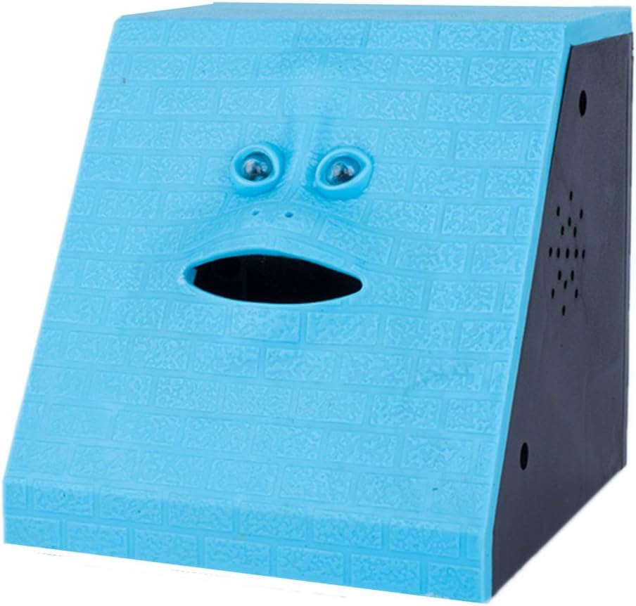 WeFoonLo Novelty Coin Money Eating Musical Face Bank Automatic Money Saving Collection Piggy Bank for Kids Children (Blue Brick)