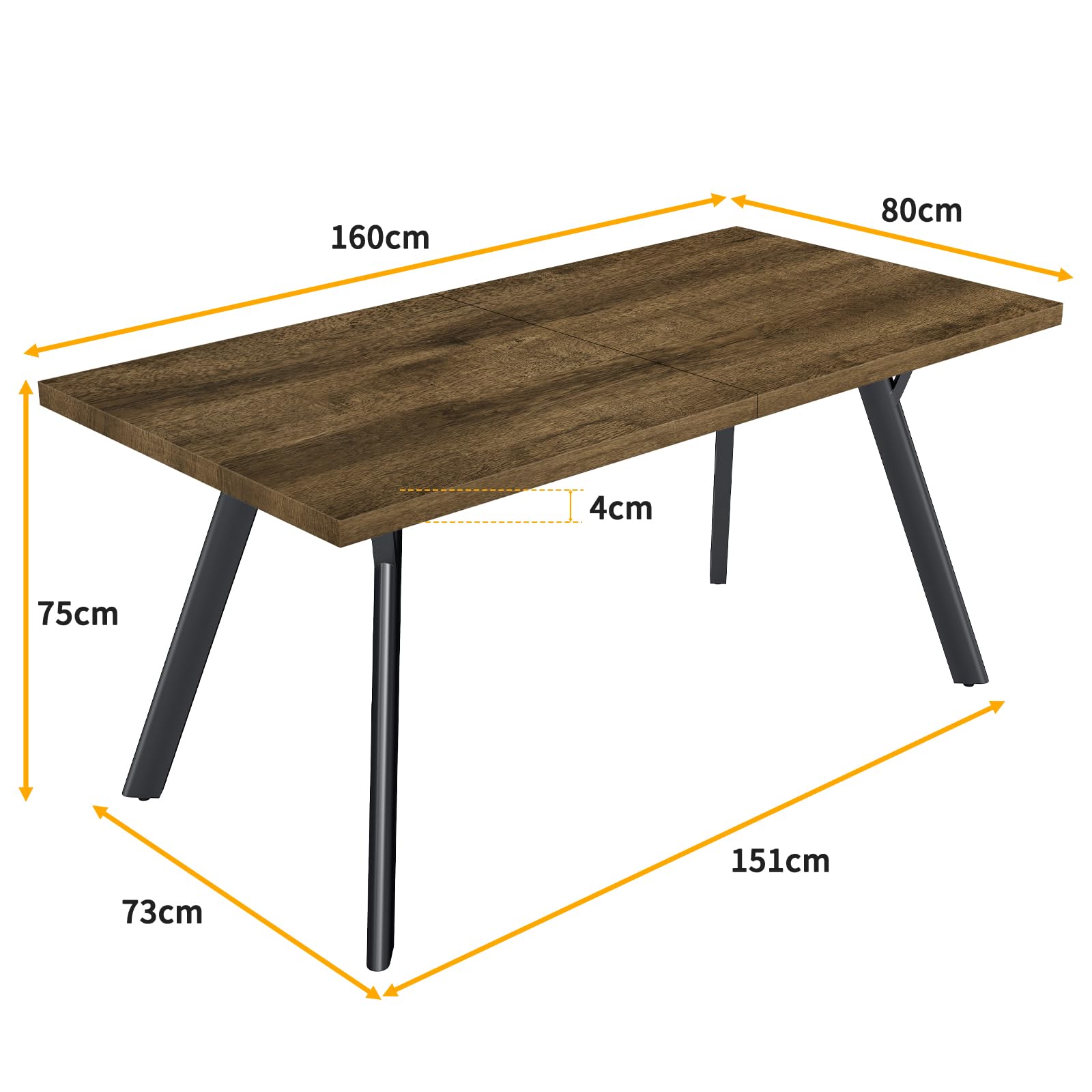 LEWE Essgruppen Esstisch mit 4 Stühlen, 160 x 80 x 75 cm Rechteckig Esstisch aus Holz mit 4 Esszimmerstühle, Drehbar 360°, Durchbrochene Rückenlehnel, Gepolstert, für Küche Esszimmer und Wohnzimmer