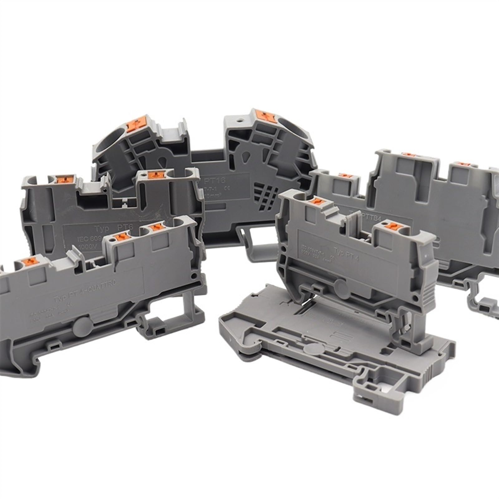 Bornier RAIL DIN borne à ressort droite 500V 800V 1000V 17.5A 20A 32A 52A 85A connecteurs de fil électrique connecteur PT(PT16,Orange)