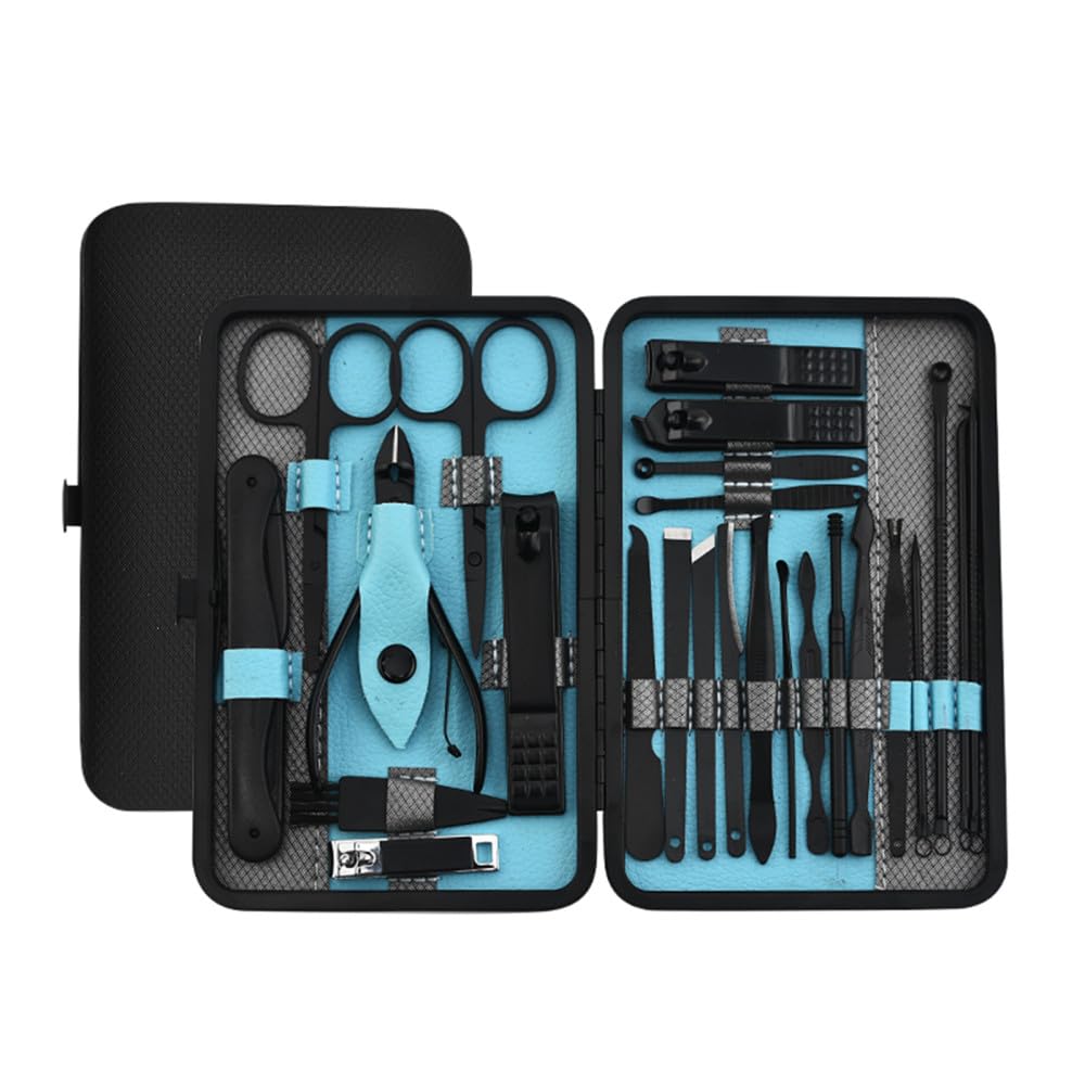 Nagelknipser-Set aus Edelstahl, schwarzes Reise-Set für Damen und Herren, Maniküre- und Pediküre-Werkzeug
