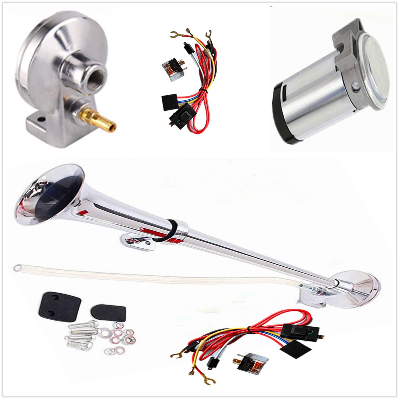 Klaxon à Air Comprimé Pour Voiture 12V - 150 DB, Double Trompette, Avec Compresseur Et Bouton | Son Puissant Type Camion, Installation Facile