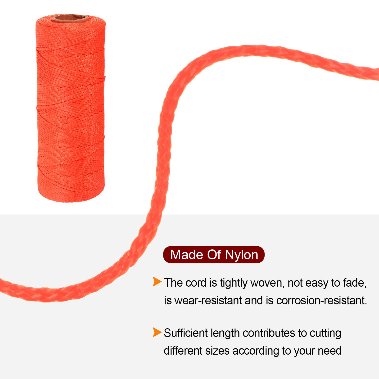 QUARKZMAN 2pz Corda in Nylon Intrecciato 1.5mm x 500 Ft Corde Arancione