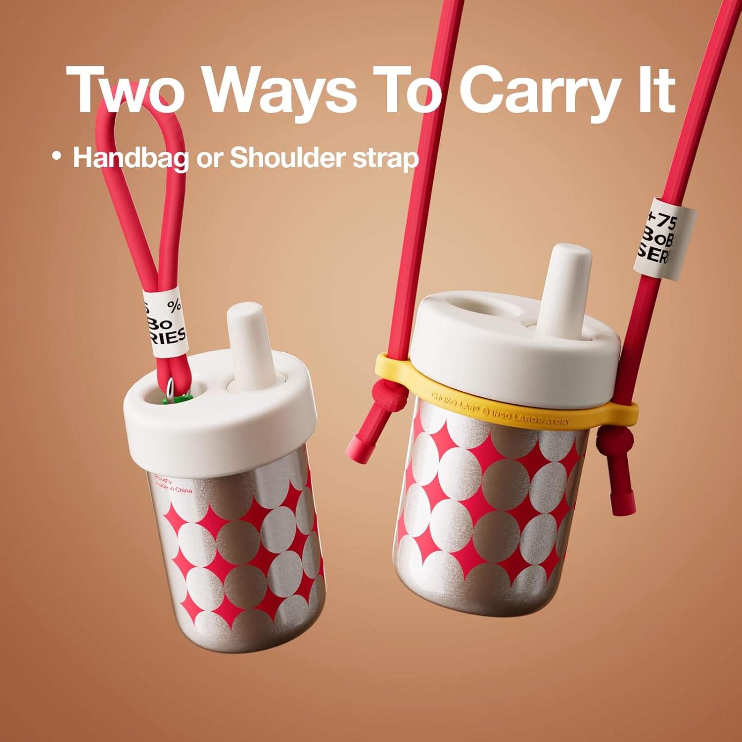 CHAKO LAB Christmas Kids Water Bottle with Carrying Rope and Straps | Vacuum Insulated Stainless Steel 16oz for School and Trvels | Two Travel Carrying Options | Starlight - Image 5