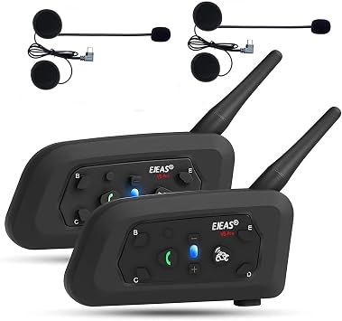 EJEAS V6 Pro+ Motorcycle Helmet Bluetooth 5.1 Intercom Headset, V6 Pro Upgraded Version, Equipped with Type-C Interface2 Pack