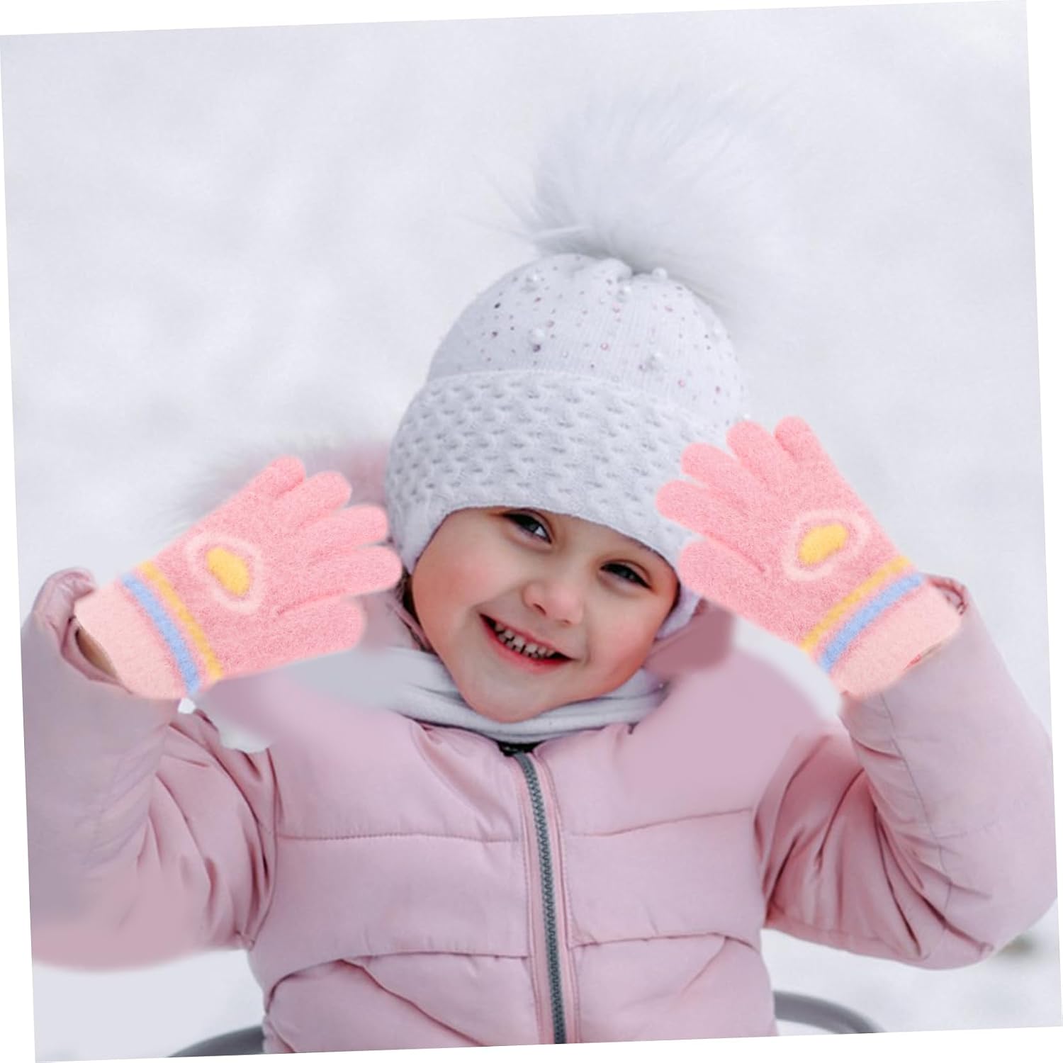 Ipetboom Boys and Girls Winter Knitted Gloves Boy Girl Gloves Warm Full Hands Mittens for