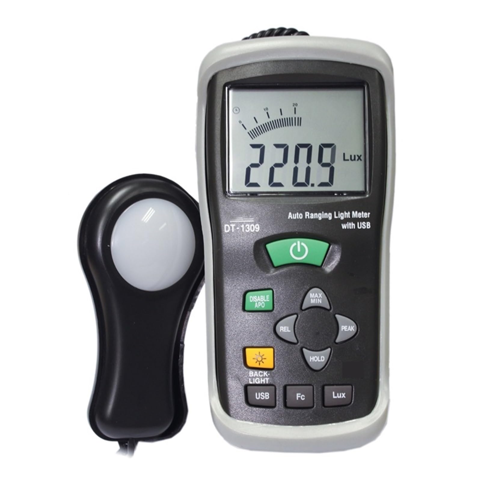 Światłomierz, Cyfrowy tester natężenia oświetlenia DT-1309 z interfejsem USB