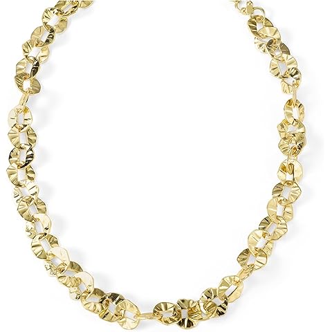 Chunky Layered Gold Necklace For Women Paperclip Link Chain Statement Compass Coin ...