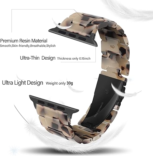 Miniatura 3 de HOPO Compatible With Apple Watch Band 38mm 40mm 41mm 42mm 44mm 45mm 49mm Thin Light Resin Strap Bracelet With Stainless Steel Buckle Replacement For