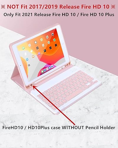 Miniatura 3 de Teclado de color para teclado Fire HD 10 y Fire HD 10 Plus (11 generación versión 2021), funda de teclado con Bluetooth extraíble y extraíble (rosa)