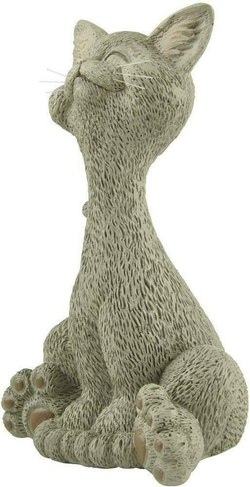 Whimsical Grey Cat Smiling Figurine Funny Collectible - Happy Cat Collection - Cat Lover Gifts for Women, Cat Lover Gifts for Men, Cute Cat Gifts, Cat Office Desk Accessories, Cat Desk Decoration : Everything Else