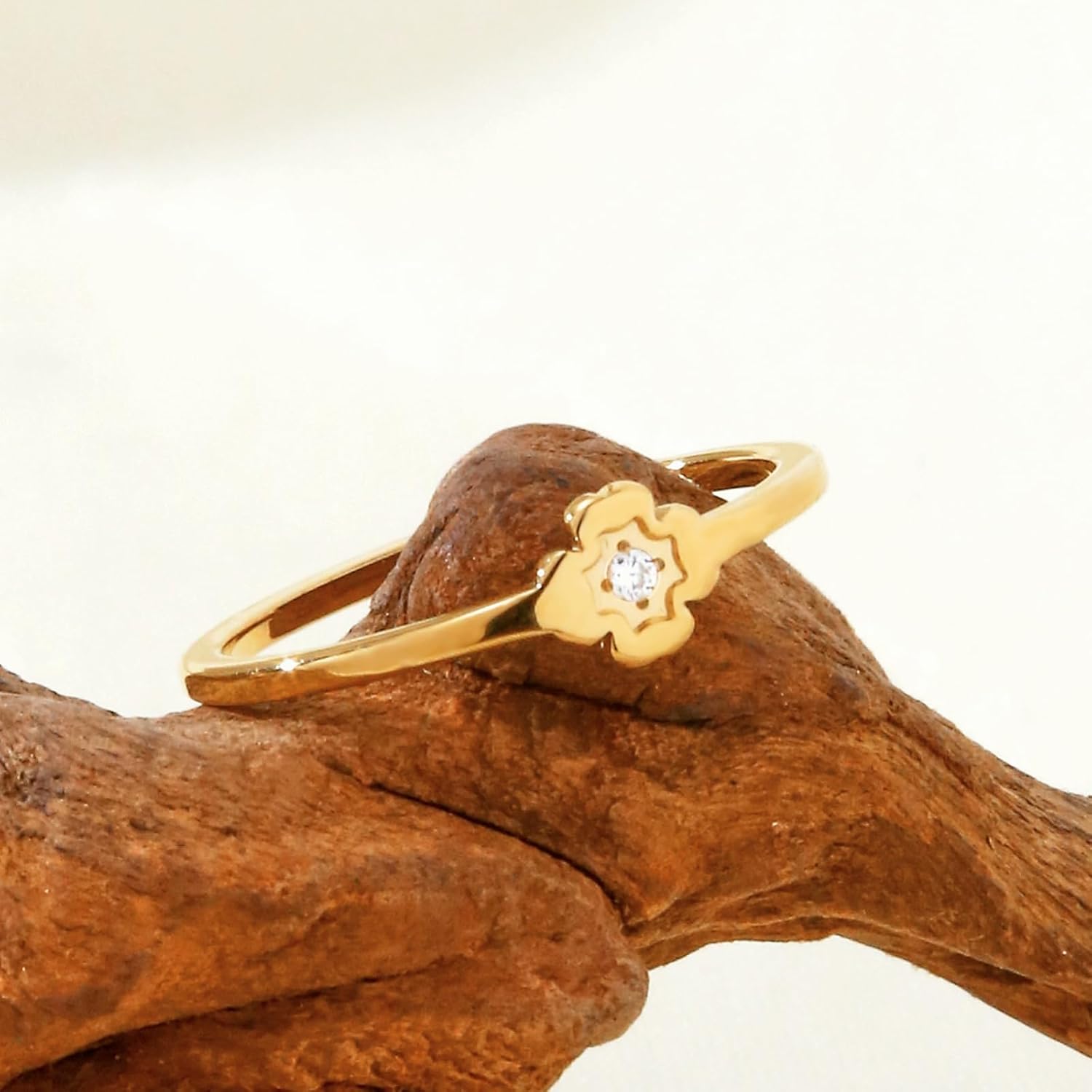 1mm Clover Rings for Women Men, 18k Gold Plated Titanium Cubic Zirconia Minimalist Fashion Dainty Ring - Image 6