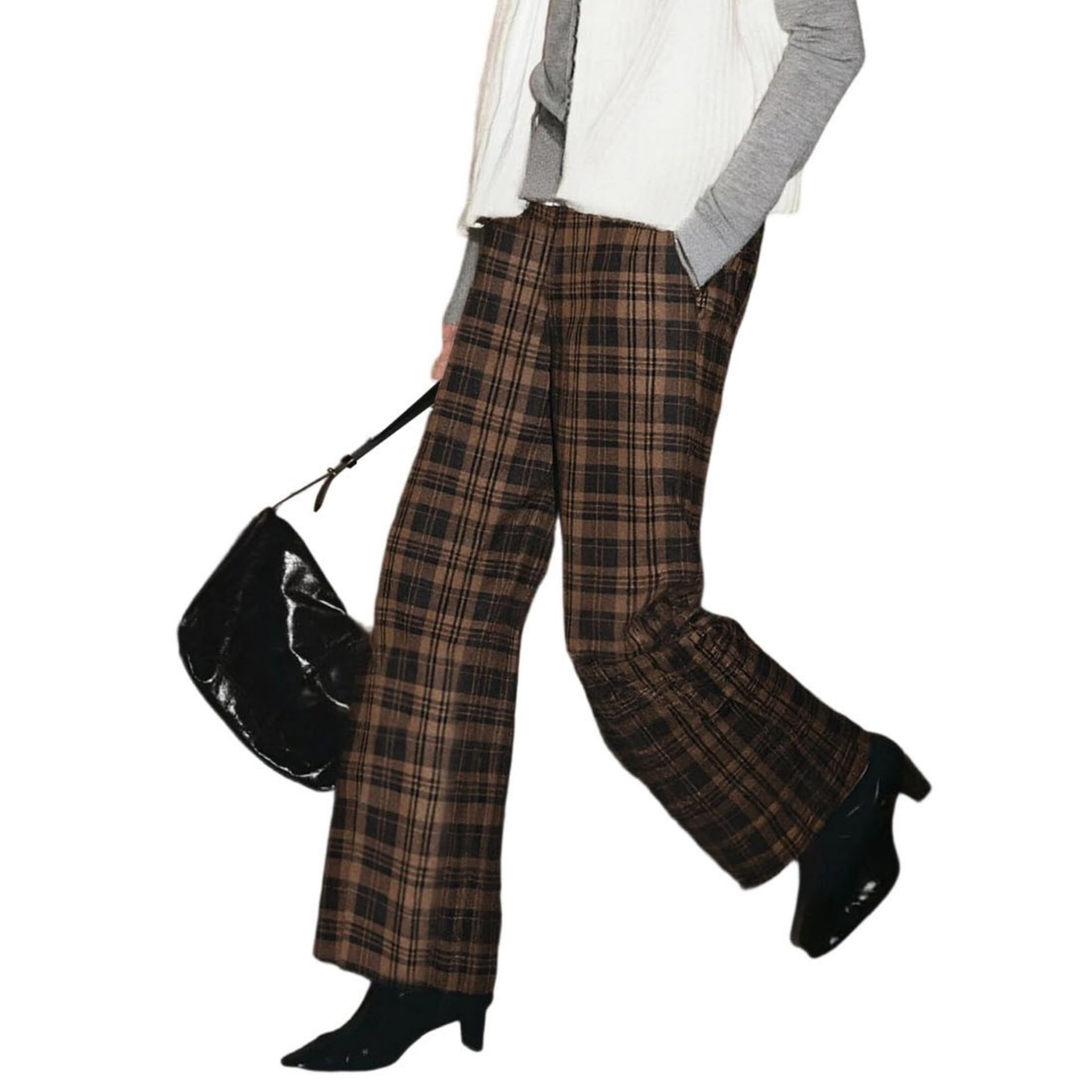 Plaid Pants for Women Trousers High Waisted Wide Leg Womens Plaid Pants Dressy Casual Teachers Outfits