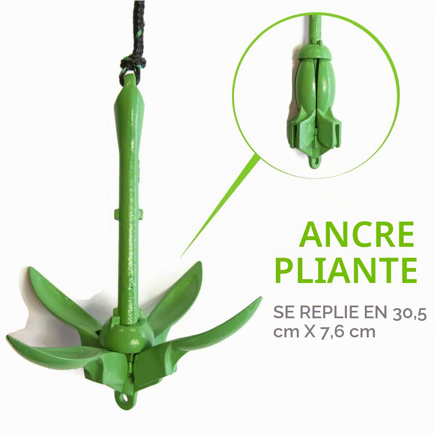 Gradient Fitness| Ancre Marine, Ancre Pliante de 3,5 LB, kit d'ancrage de Kayak à grappin également pour canoës, Planches à pagaie (Sup), Ancre de Jet Ski (3,5 LB)