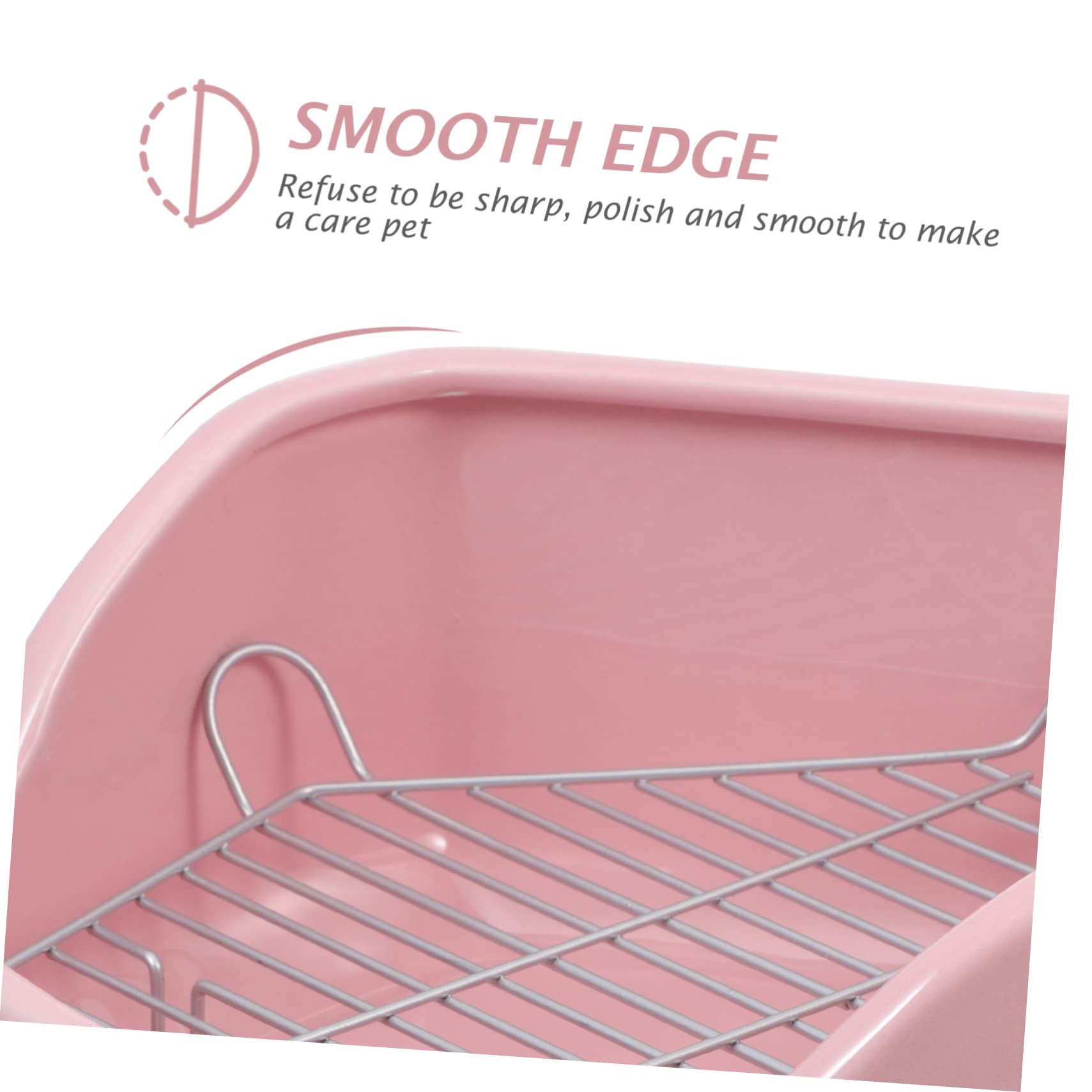 Mipcase Inodoro de Cerámica Antideslizante Rejilla Desmontable para Conejos y Cobayas Pentagonal Caja de Baño Rosa para Mascotas Pequeñas