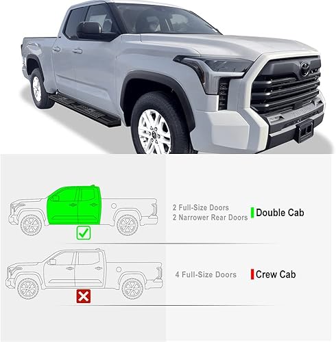 Miniatura 2 de APS Estribos de barras Nerf estilo original color negro compatibles con Toyota Tundra 2022-2023 doble cabina