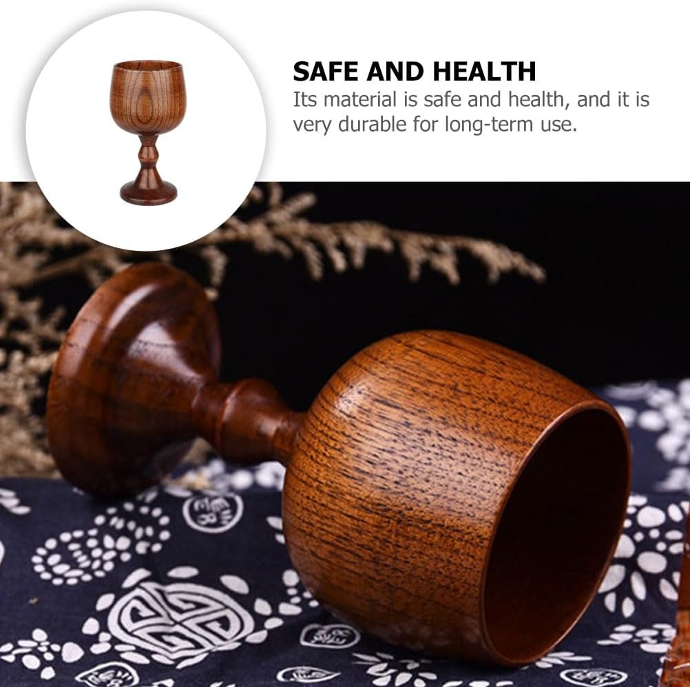ABOOFAN Wooden Goblet 2.36 in 5.11 in Tall Decorative Chalice Cocktail Goblet Wine Cup for Home Party Serving Baby Shower Communion 1 piece
