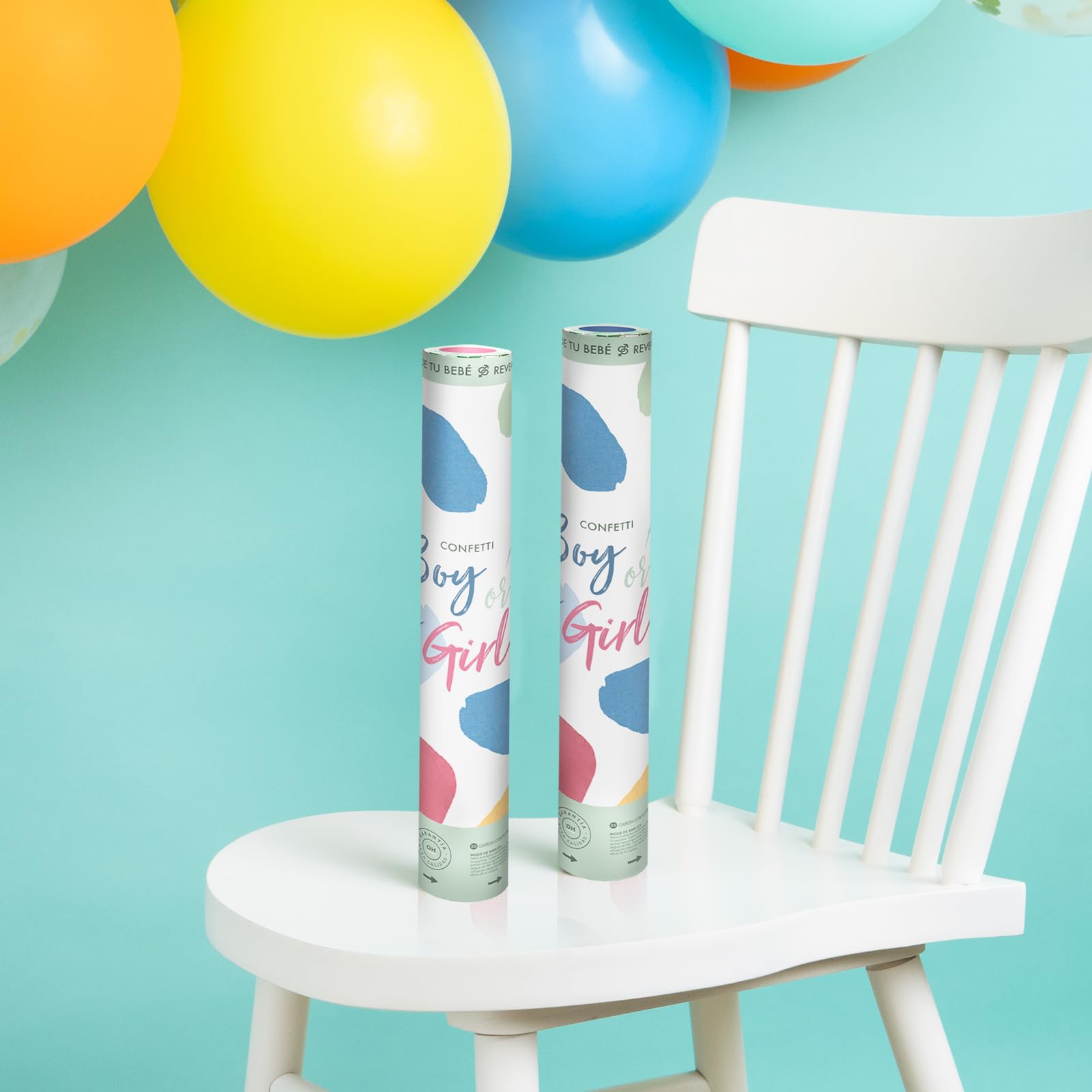 OH YEAH - Lot De 3 Canons à Confettis Révélation De Genre Bleu 30