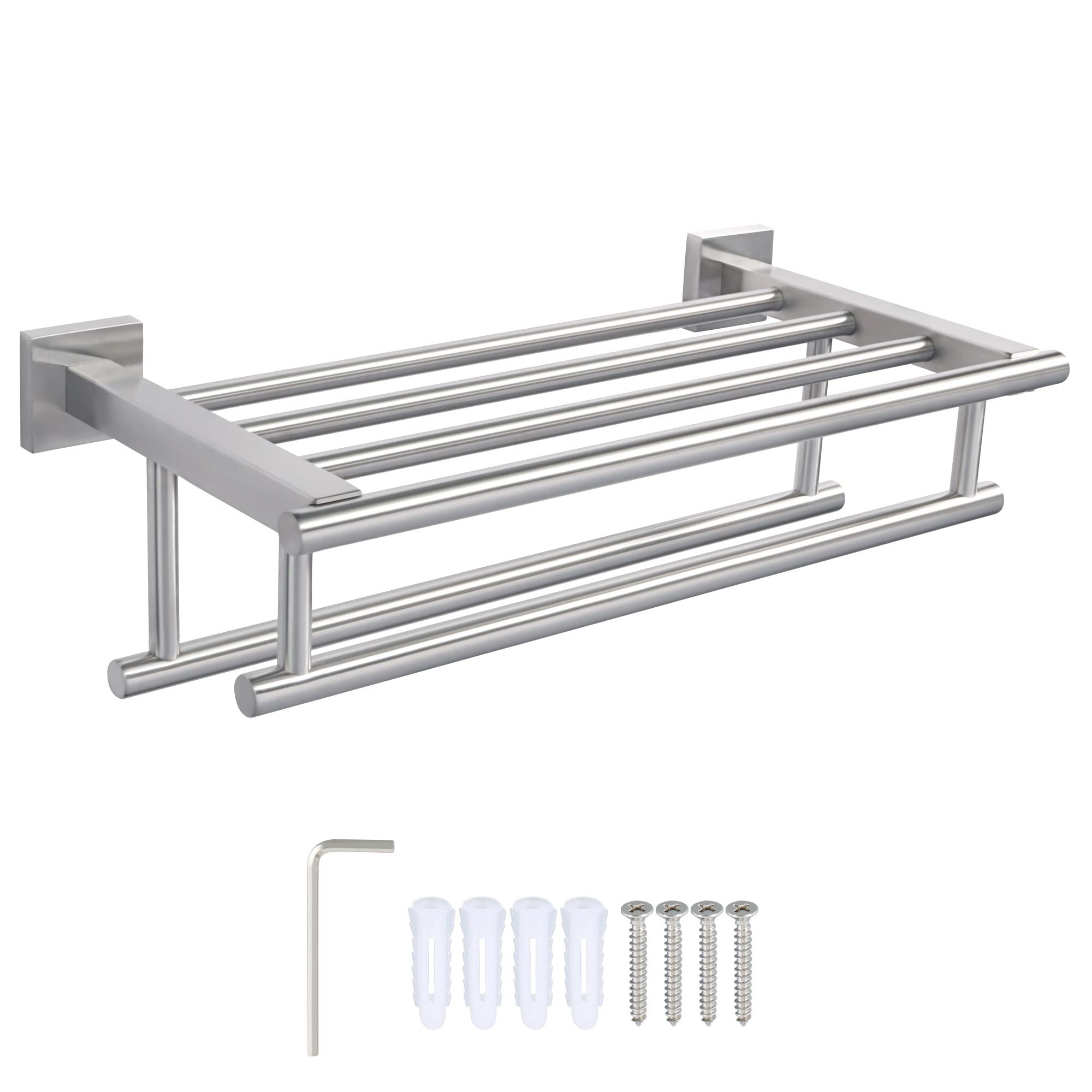 Sayayo Porta Asciugamani Bagno Doppio Porta Asciugamano da Parete, 40CM Porta Asciugamani Bidet Acciaio Inossidabile SUS304 Grigio Argento