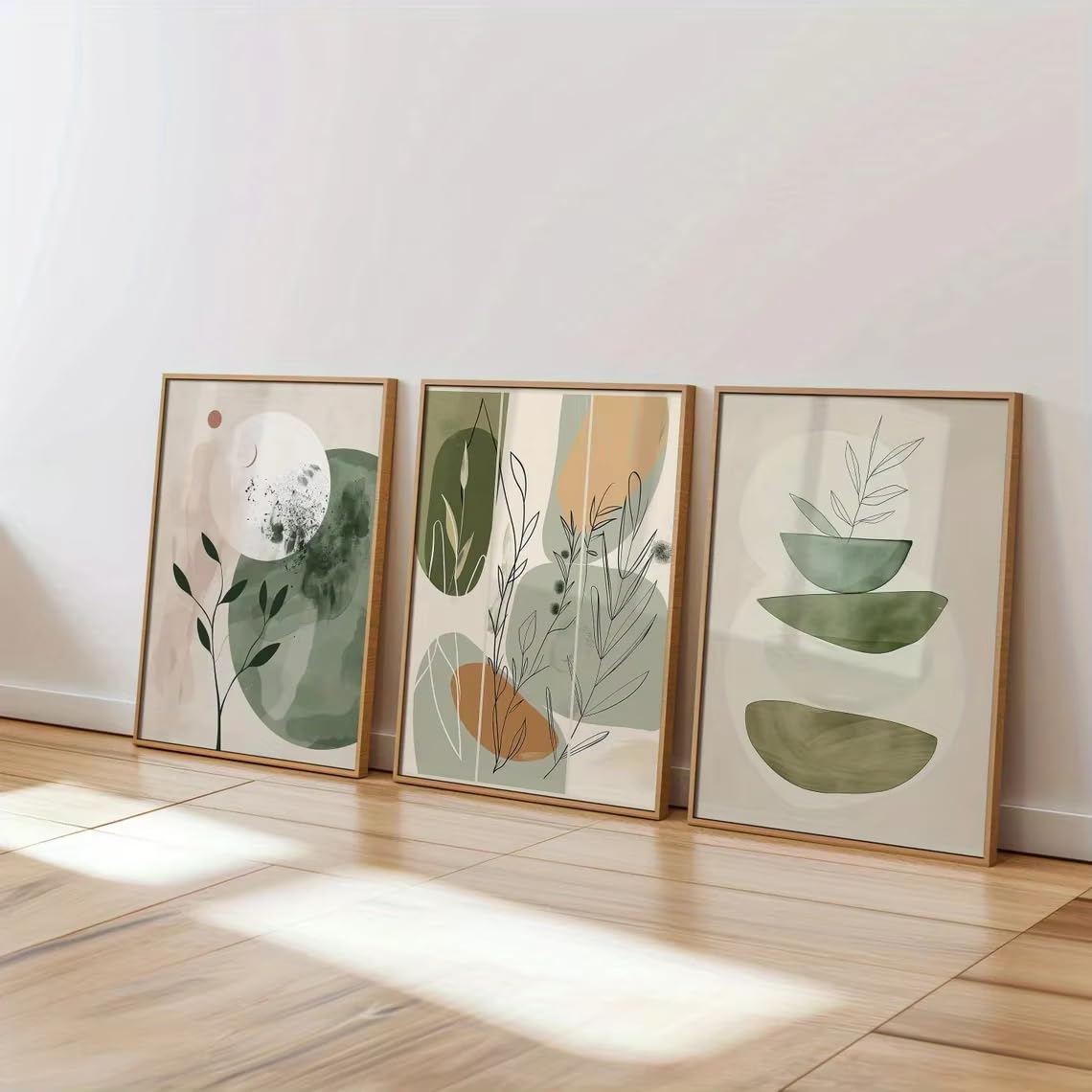 DFZEWKI Botanical Art Modern Boho Floral Wall Decor, Earth Tone Minimalist Posters, Unframed Poster for Living Room(50x75cm(20x30in) x3/No frame)