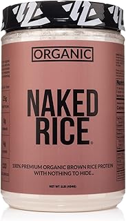 NAKED nutrition Naked Rice 1Lb - Organic Brown Rice Protein Powder - Vegan Protein Powder, GMO Free, Gluten Free & Soy Free. Plant-Based Protein, No Artificial Ingredients - 15 Servings