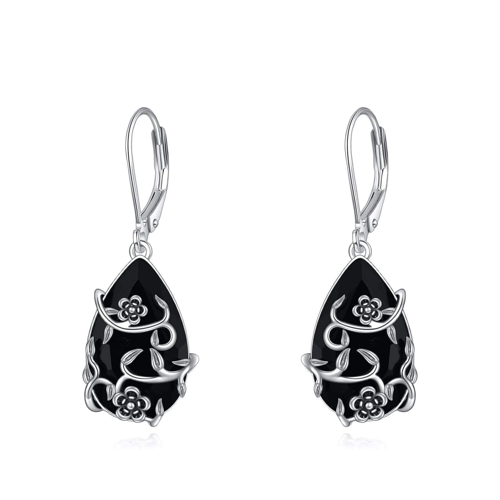 Orecchino a monachella con tormalina nera / Argento Sterling 925 / Vermeil rodiato / Pietra preziosa curativa / Regali per lei / Delicato orecchino BLS-SE-670. - Italia