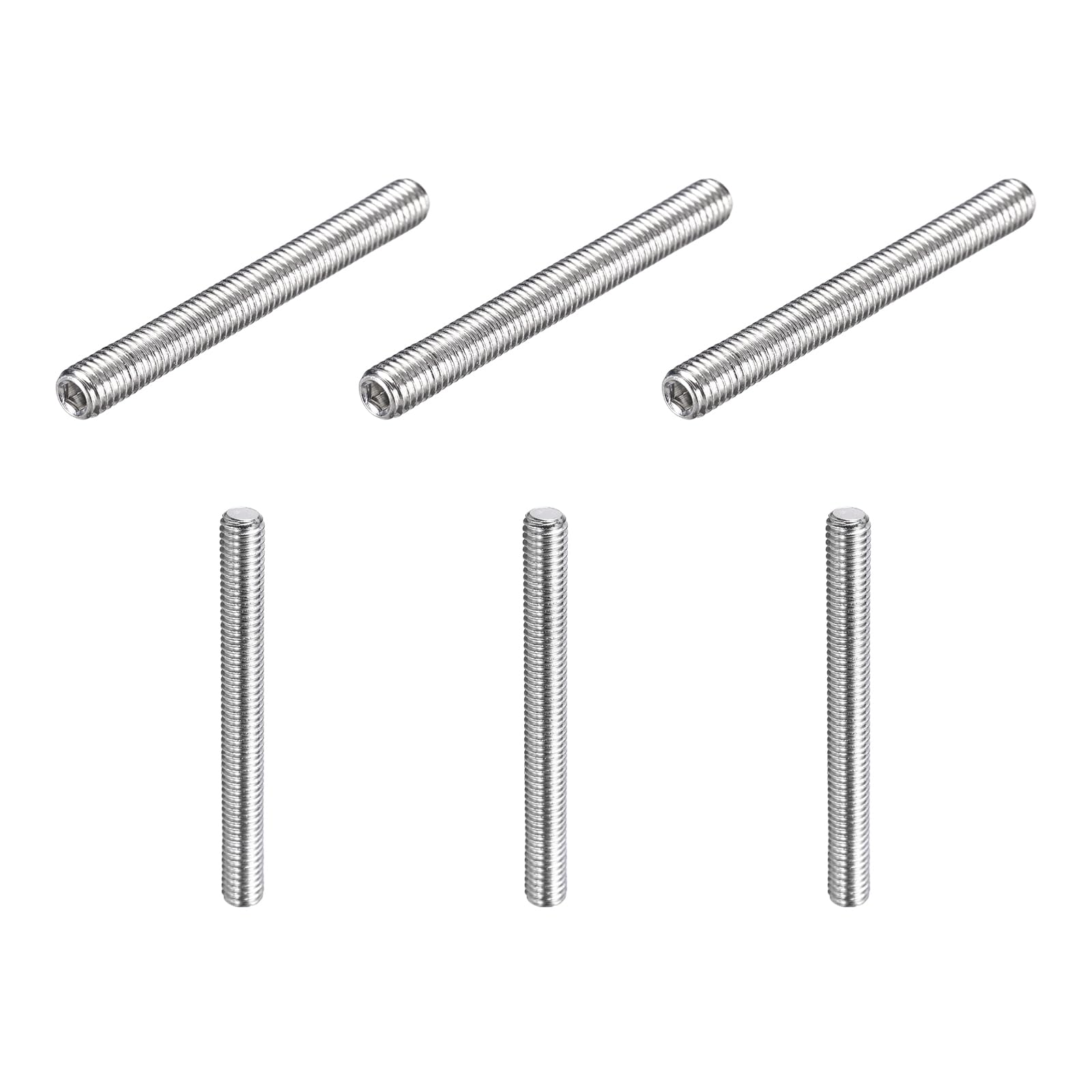 sourcing map 6 Pcs M5-0.8 x 45mm Grub Screws, 304 Stainless Steel Cup Point Allen Head Screws Internal Hex Socket Drive for Bathroom Fixtures Repair Furniture DIY Project