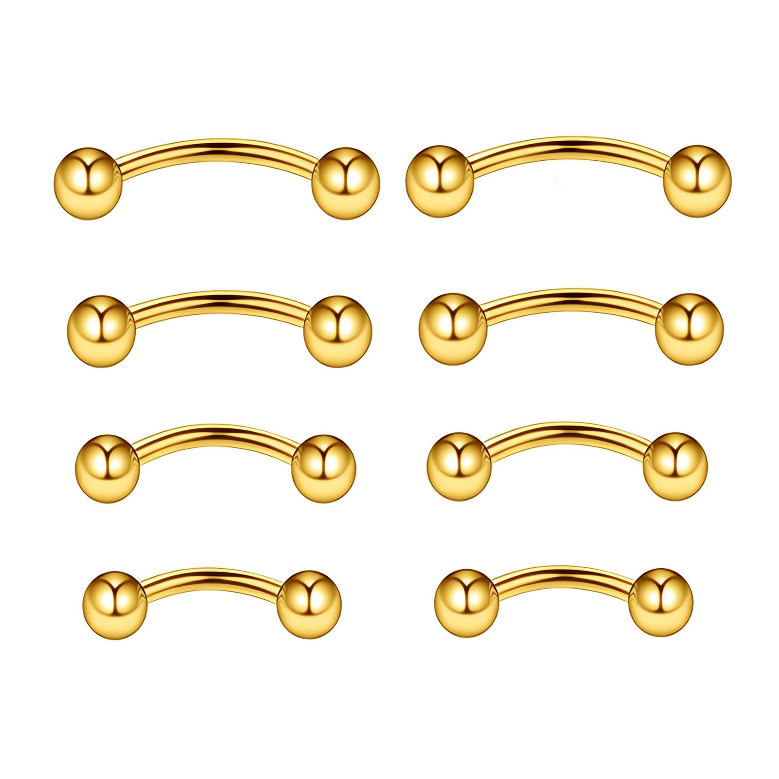 NewkeepsR 1.0mm/1.2mm Implante Titanio Curvado Barra Plátano Rook Hélice Frontal Ceja Anillos Vertical Labret Piercing