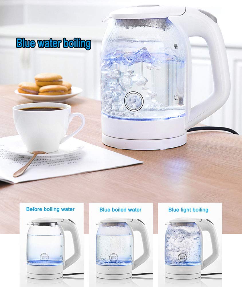 Bollitore in Vetro da 8 Litri, Bollitore Ecologico da 1500 W con Led Illuminato, Caldaia D'Acqua Senza Fili Gratuita con Inn in Acciaio Inossidabileer Coperchio e Fondo, Spegnimento Automatico