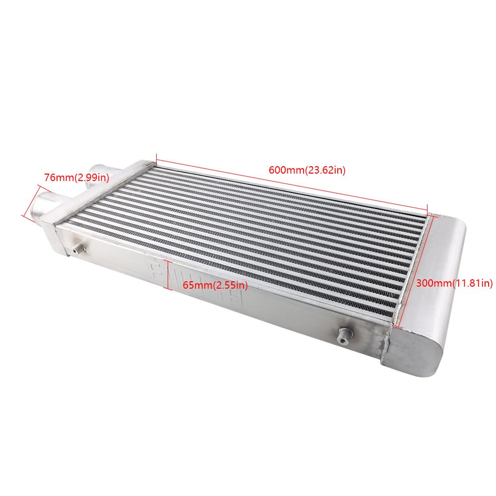r Zestaw przewodów intercoolera Aluminiowe uniwersalne 3-calowe wejścia/wyjścia 600 X 300 X 76 Chłodnica intercooler Intercooler do turbiny | Zestaw samodzielnego montażu chłodnicy Turbo Intercooler z tą samą stroną