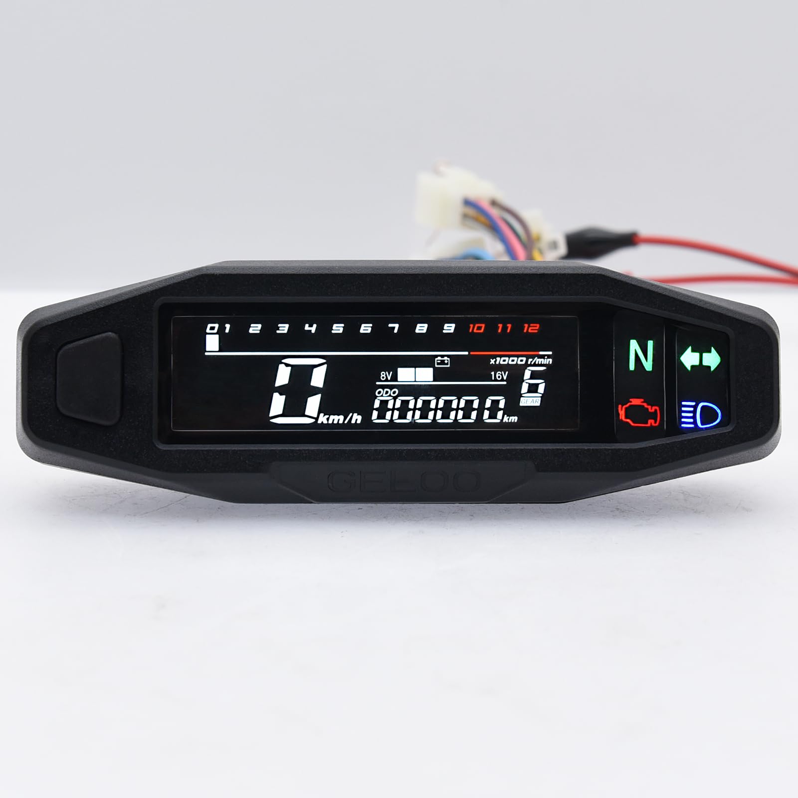 KAOLALI Wasserdicht Motorrad Tachometer 12000 RPM Universal Digital Tachometer mit Ölanzeige und Dual Odometer