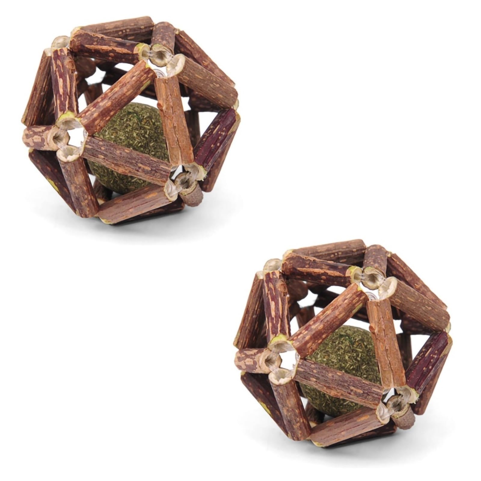 Jouets pour Chats, Jouets for Chat, Boule d'herbe à, Jouet interactif for Chaton, Nettoyage des Dents Chats, Boules en Bois Naturel saines, 2 pièces BS