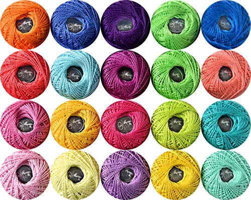 20 Colors Size 5 Crochet Thread Rainbow