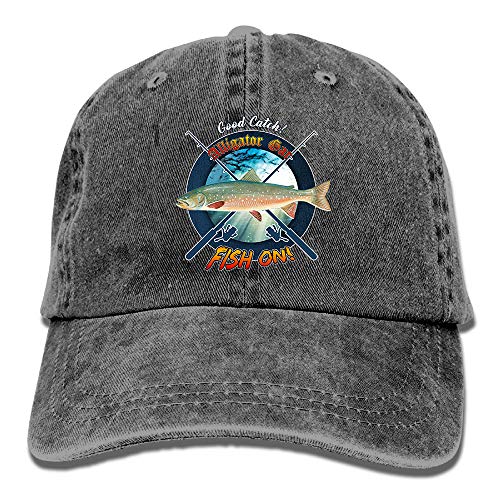 Adult Fishing Baseball Dad Hat Printed Arctic Char Fish Design Black