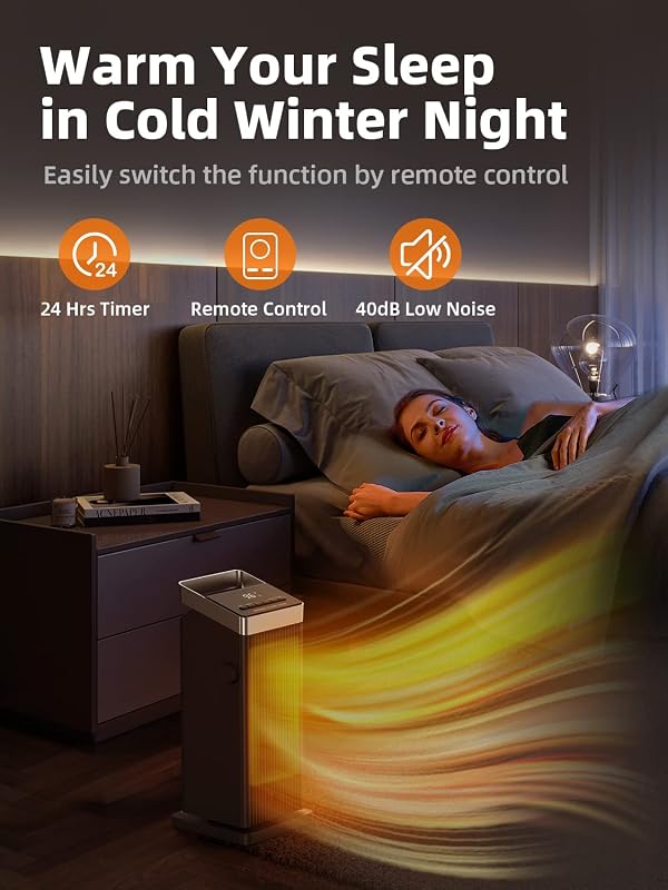 BREEZOME Space Heater, 1500W Fast Heating Heaters for Indoor Use, Portable Ceramic Electric Heaters for Home with Thermostat, 90° Oscillating, Remote by BREEZOME - Image 4