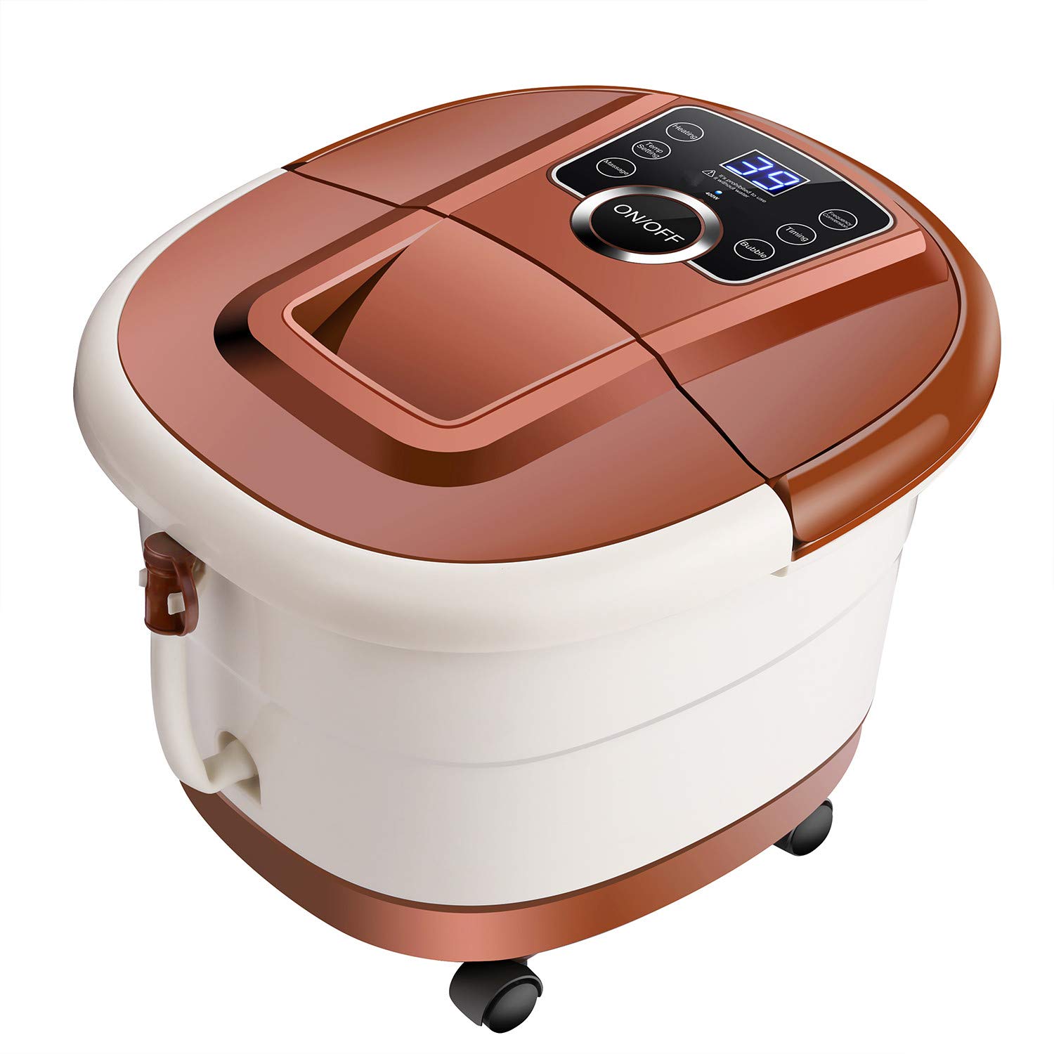 Foot Spa Bath with Heat and Massage and Bubbles, Foot Bath Massager w/16 Motorized Shiatsu Rollers,Digital Temperature Control,Red Light,Pedicure Foot Soaker w/Warm Water Soothe Tired Feet Home Use : Beauty & Personal Care