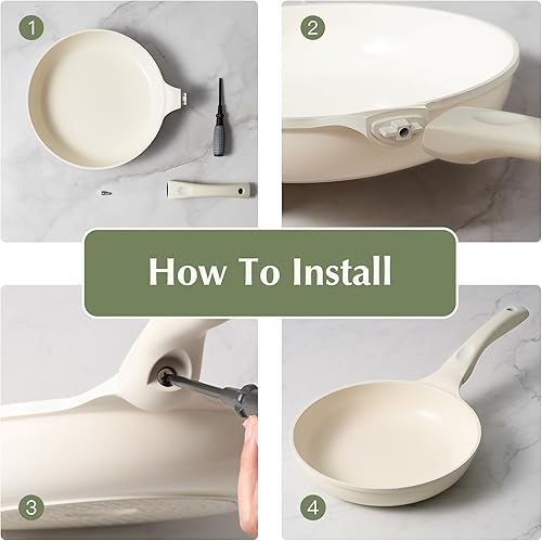 Miniatura 7 de Redchef Sartén de cerámica antiadherente, sartén antiadherente, sartenes grandes, sin PFAS ni PFOA, no tóxicas, compatibles con inducción, asas