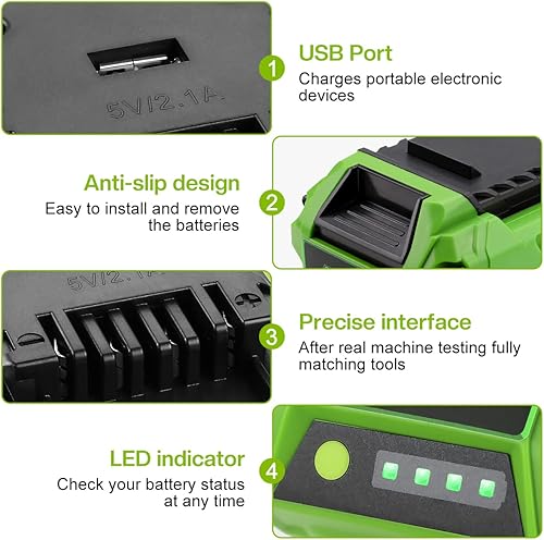 Miniatura 2 de Energup 6.5A 40V 29472 29462 Reemplazo para batería Greenworks de 40 V y cargador 29482, para herramientas G-MAX de 40 voltios 29252 20202 22262,