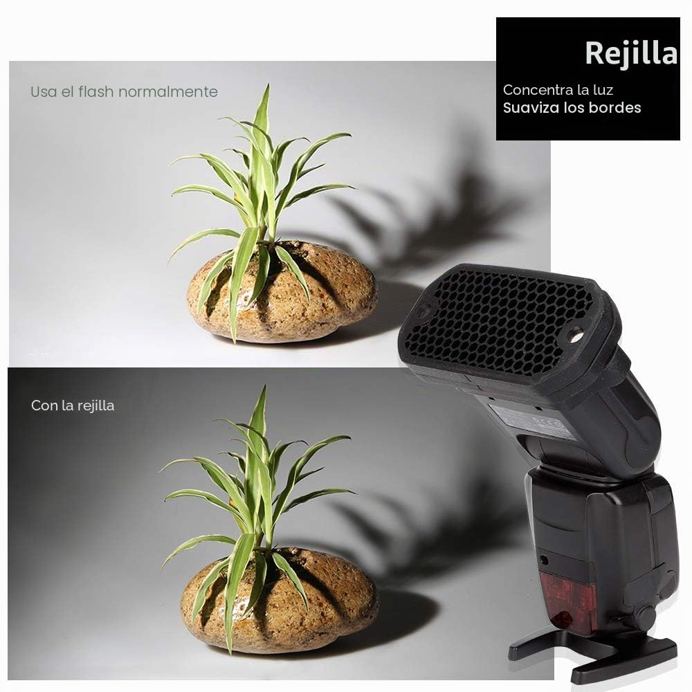 AODELAN Juego de filtros de gel de flash, rejilla universal de panal con kit de filtros de iluminación Speedlite de 8 colores para cámara Canon, Nikon, Sony, Godox y Yongnuo