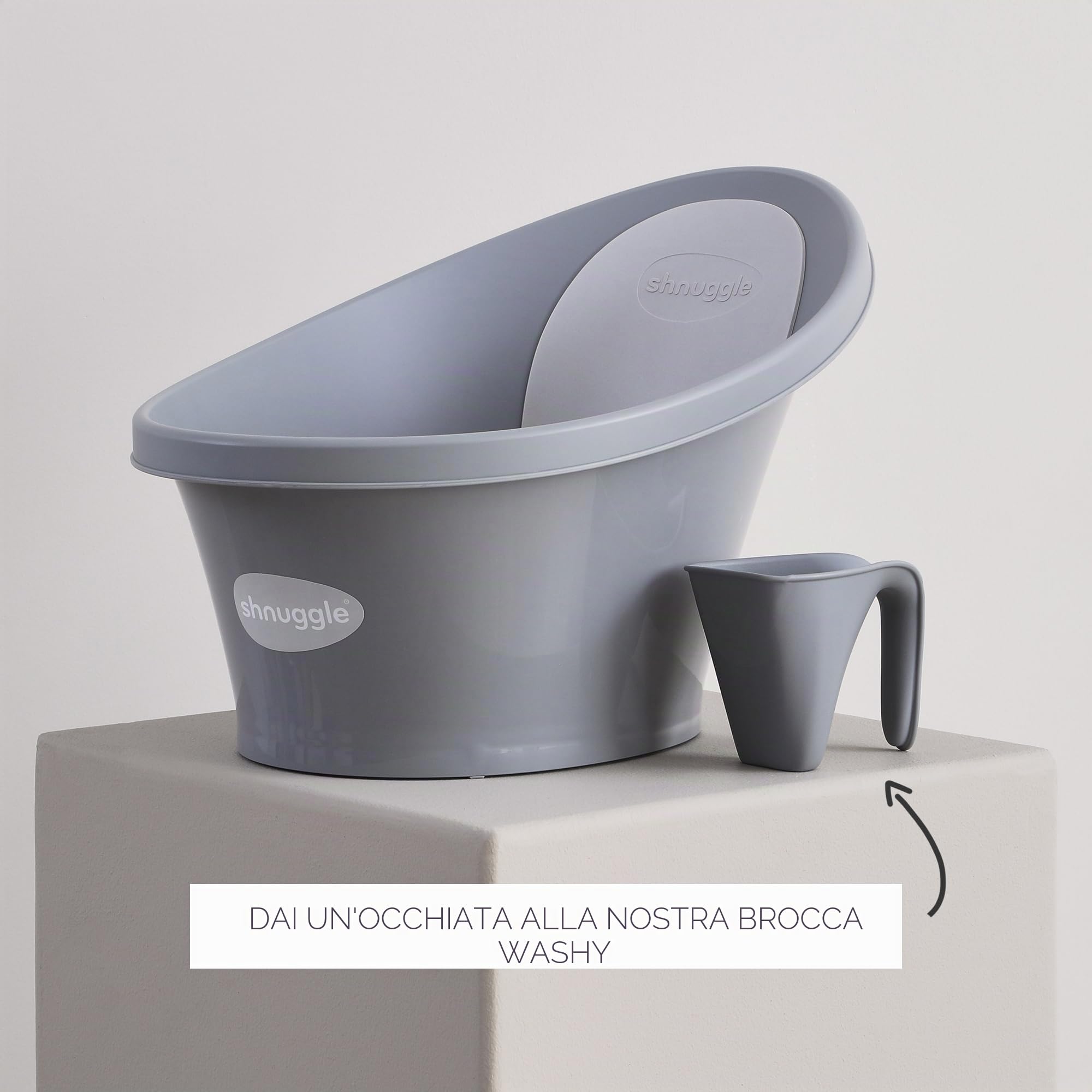 Shnuggle Bagnetto per neonato, supporto integrato e schienale morbido, adatto fin dalla nascita, supporto per seggiolino per vasca da bagno con spina inclusa, verde eucalipto