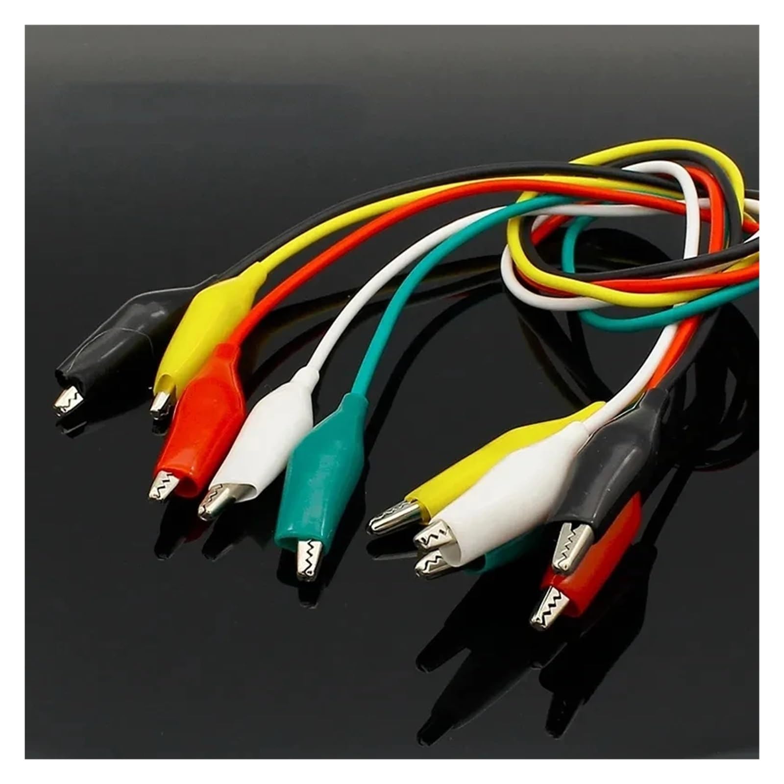 Cables puente de doble extremo con pinzas cocodrilo para comprobación eléctrica, 10 uds
