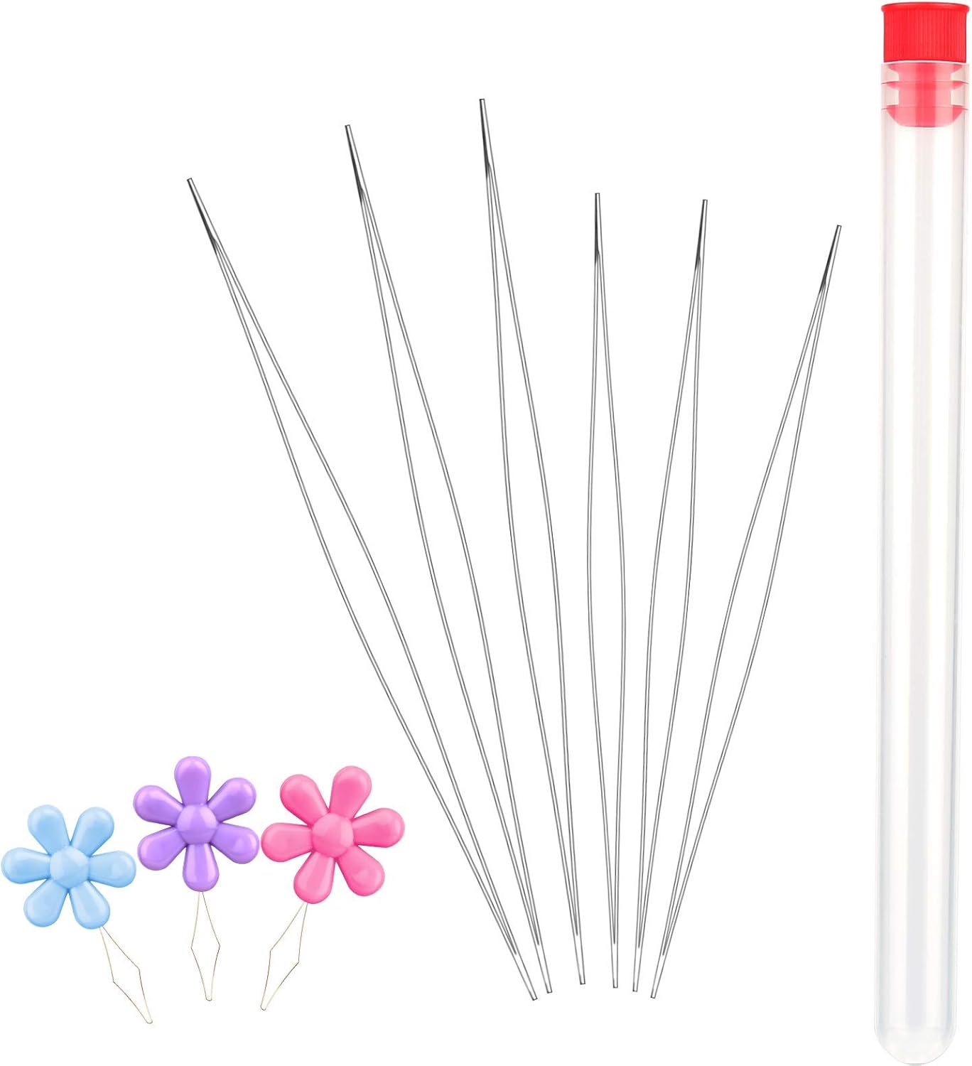 6 Pieces Beading Needles, 2 Sizes Long Straight Beading Embroidery