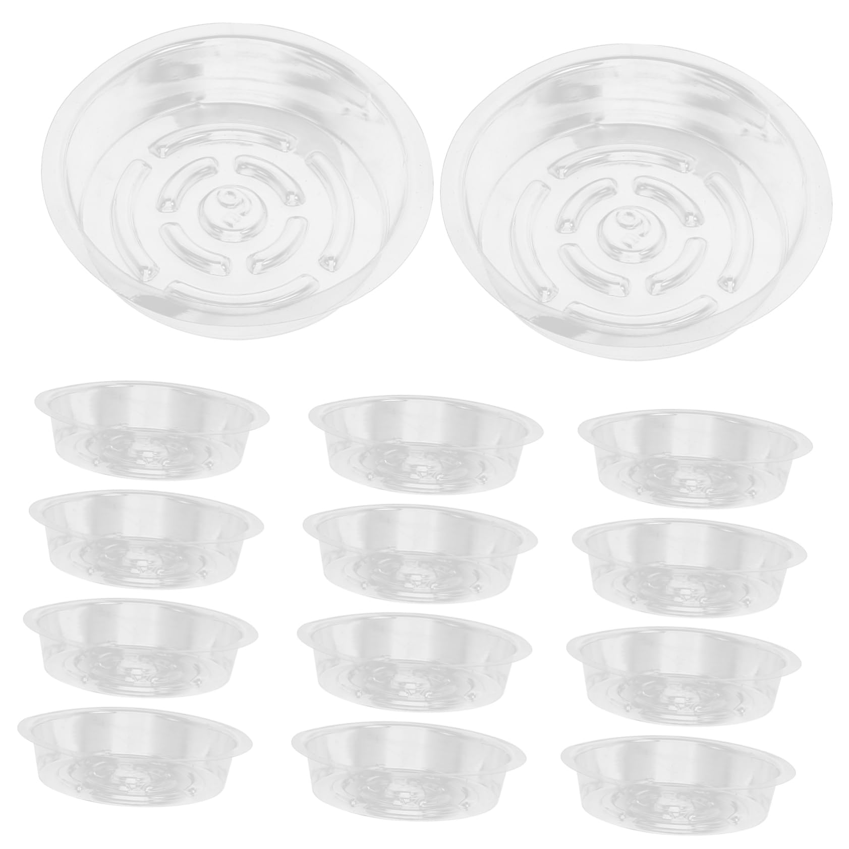 UPKOCH 3 Series Bandejas para Macetas De Plantas Platos Redondos Transparentes De Recogida De Agua Y Suelo para Jardín Y Interior 30 Piezas*3