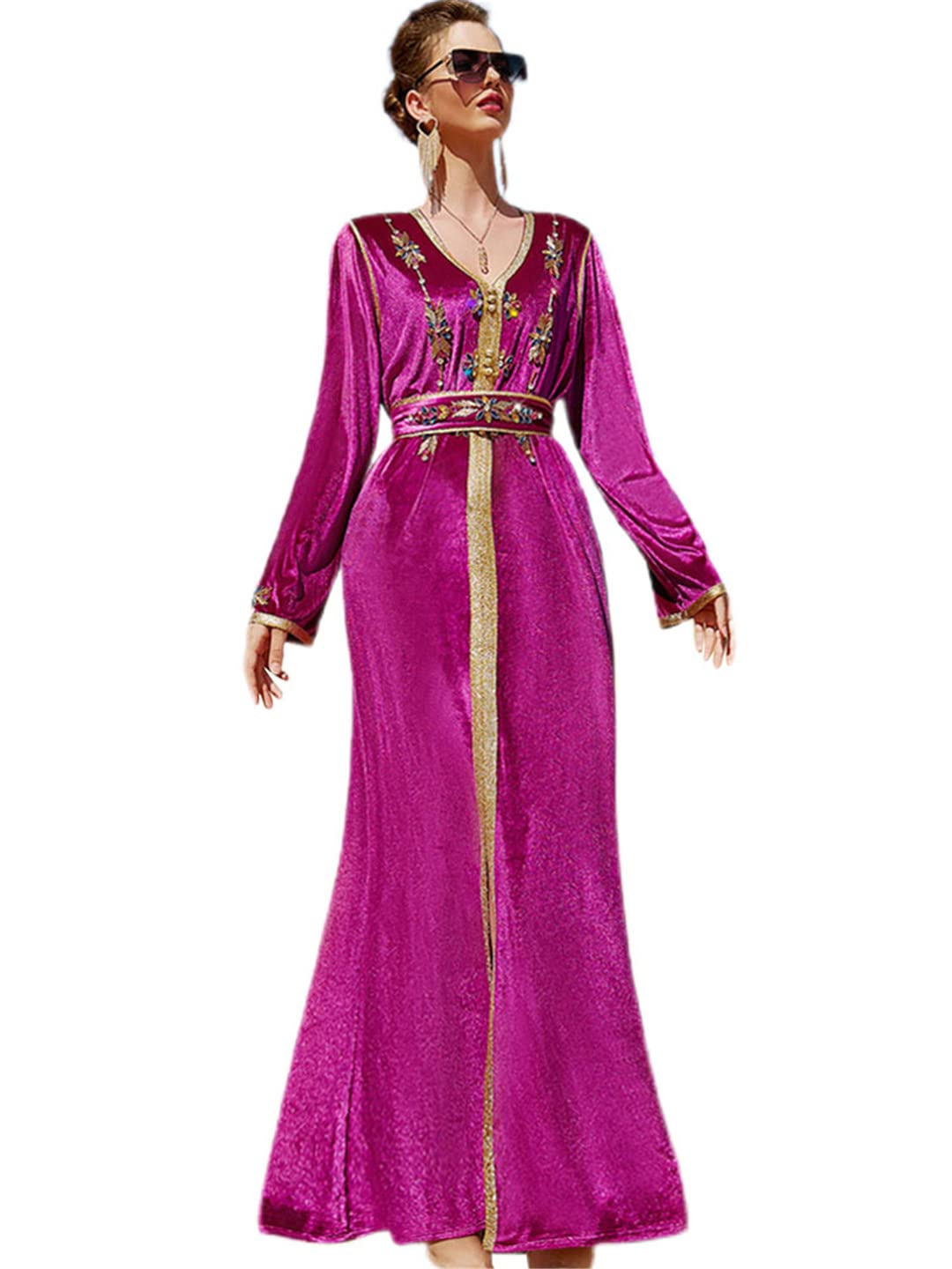 Amazon.co.jp: フリース アバヤ ドバイ女性イスラム教徒マキシ ドレス  