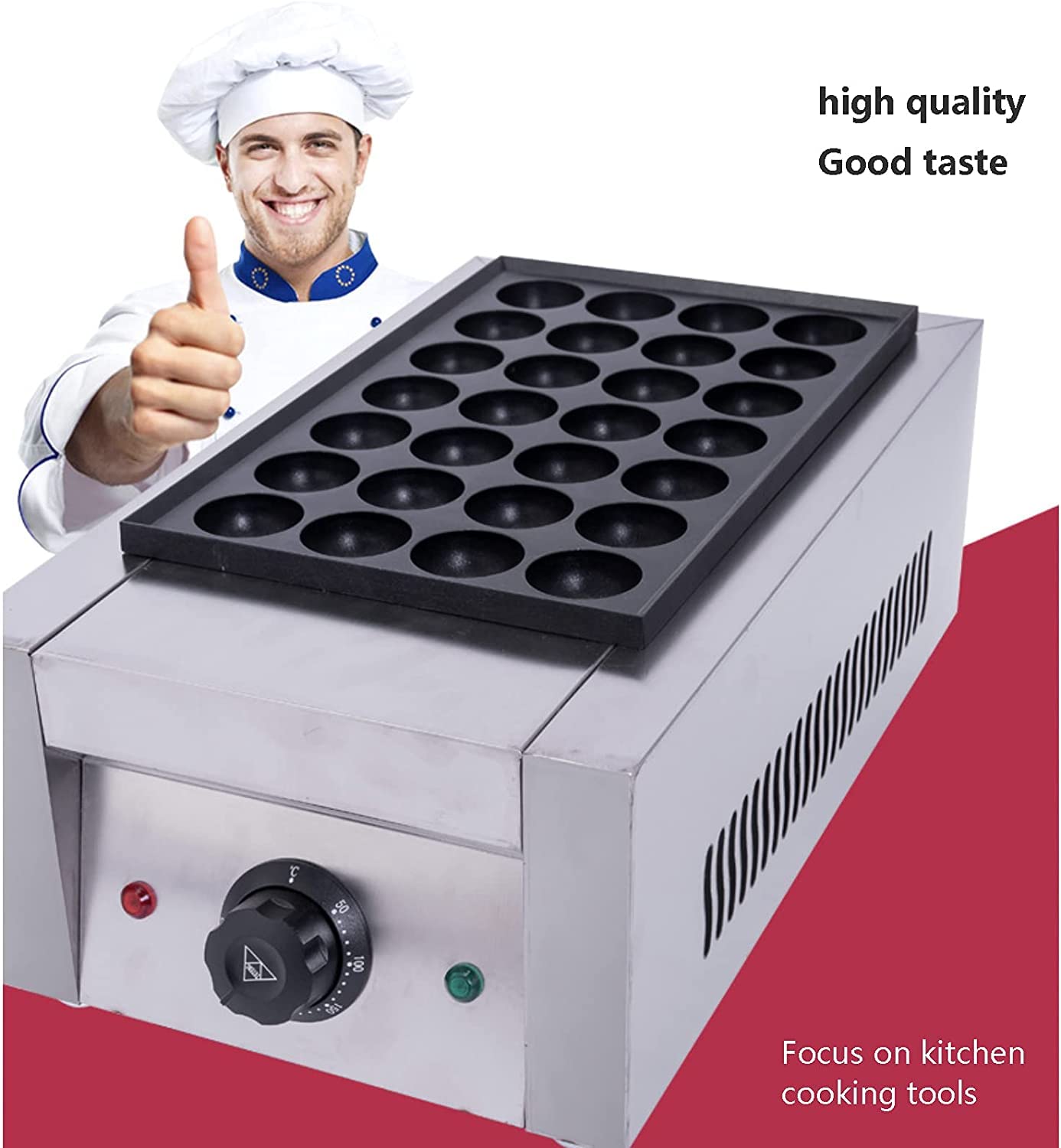 Calefacción eléctrica Máquina Takoyaki, 28 Piezas multifuncionales para fabricar Bolas de Pulpo japonés, Recubrimiento Antiadherente, Temperatura Ajustable, Acero Inoxidable, 220V