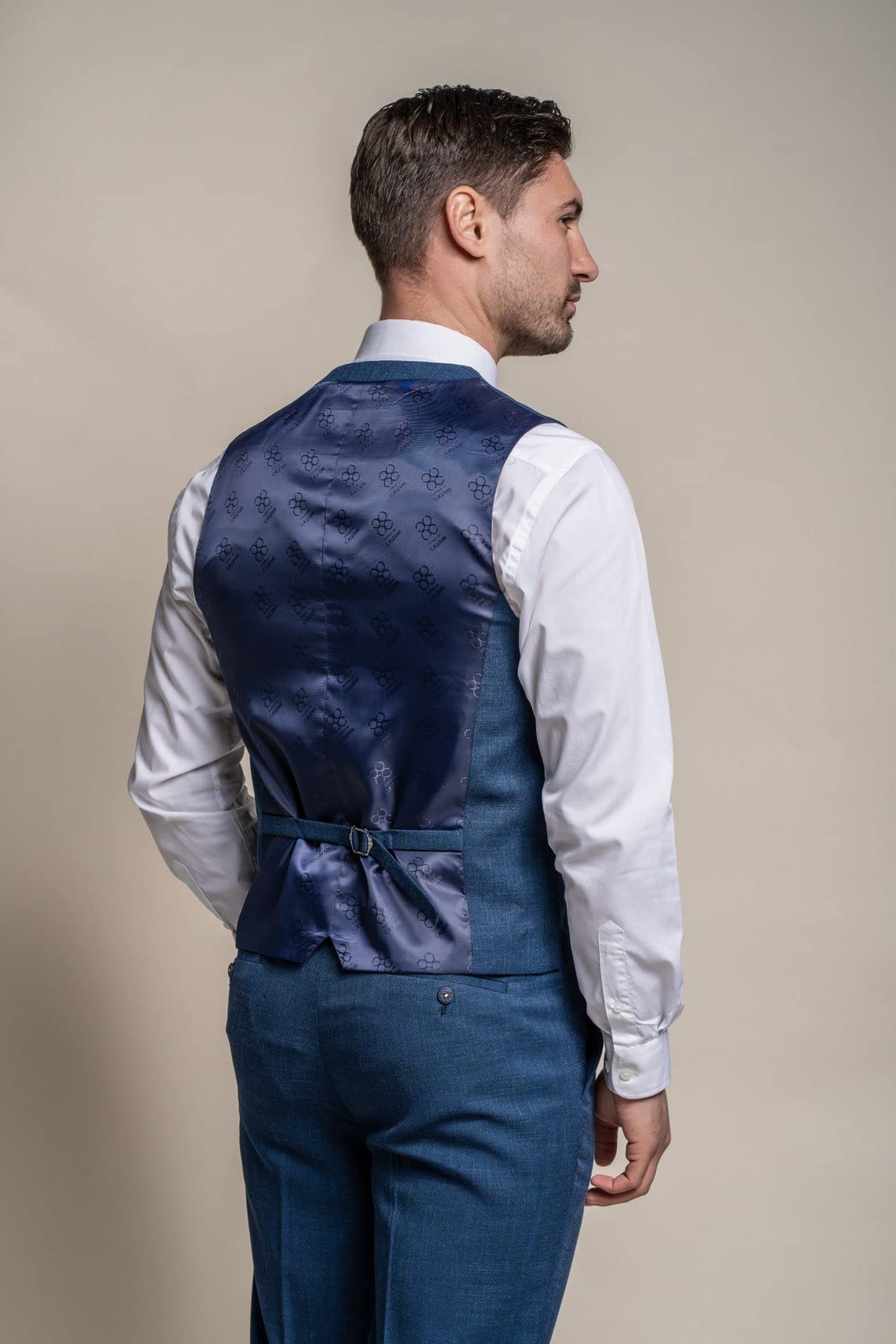 SIRRI Abito Formale da Uomo in Lino Elegante Blu Abito da Sposa Slim Fit Venduto separatamente