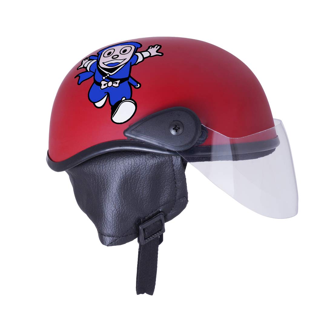 Sage Square Adjustable Cartoon Open Face Helmet for Kids Baby Safety and Comfort (3-12 Years) (Red Matte)-image-41