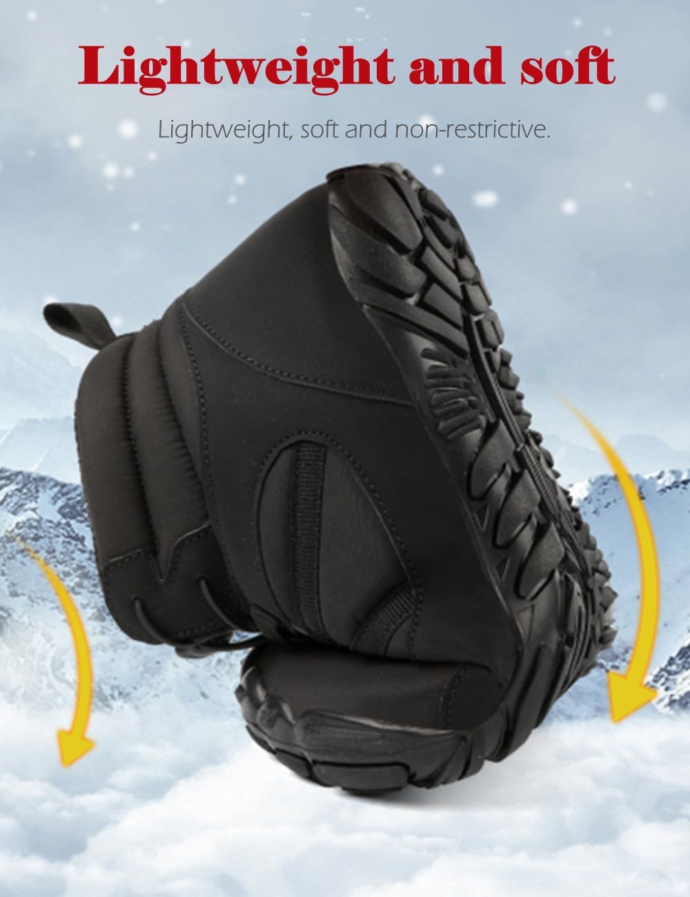 Unisex Mens Womens Barefoot Winter Hiking Snow Boots | Non-Slip Zero Drop Sole | Wide Toe Box | Warm Fur Lined