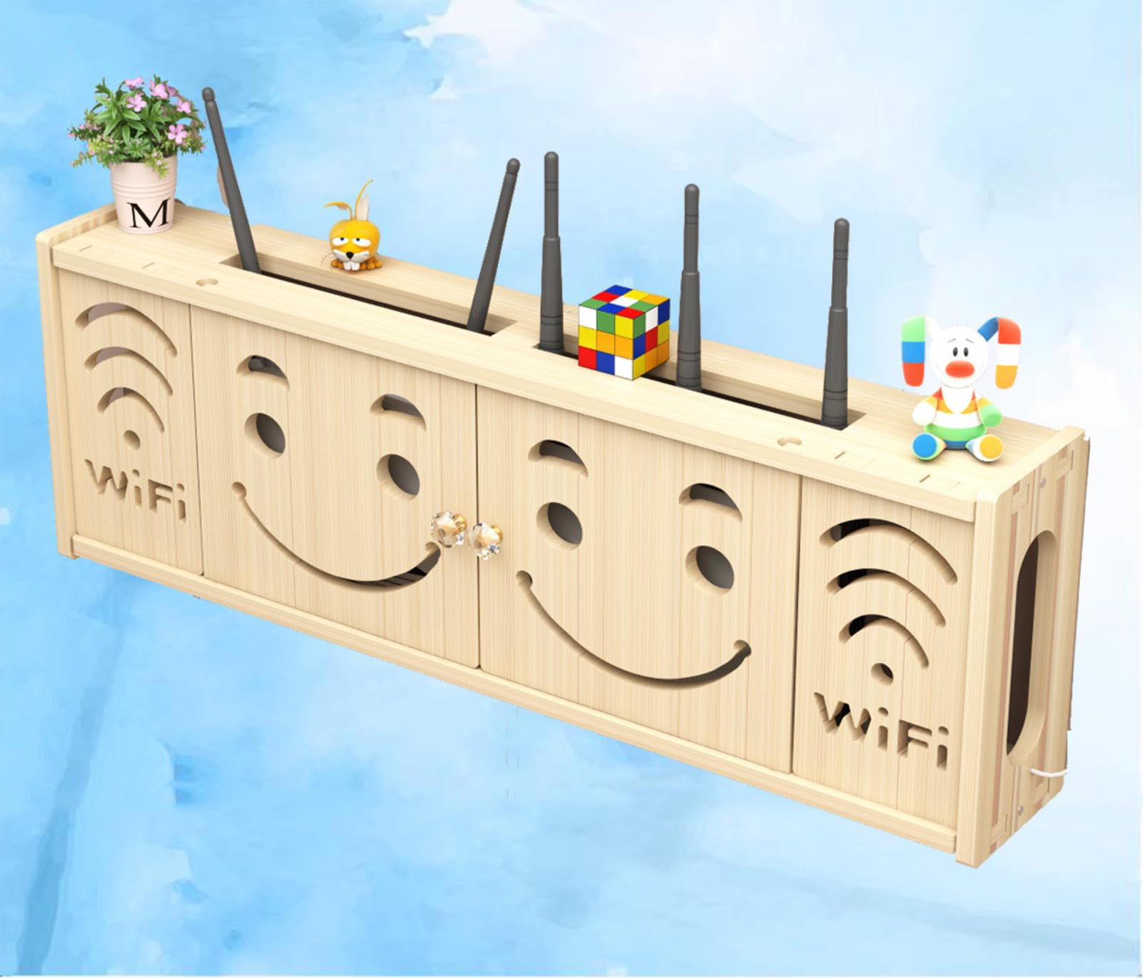 Porta Router da Parete Legno Mensola Decoder per Tv Sospesa Mensola per Tv in Legno Supporto Telefono Parete Scatola,A-71x24cm