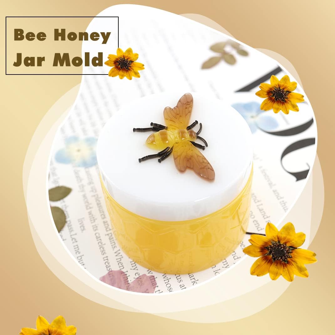 Jar Resin Mold with Lid Bee Jar Silicone Mold Candy Jewelry Trinket Box Epoxy Resin Casting Mold for DIY Storage Box Candle Holder