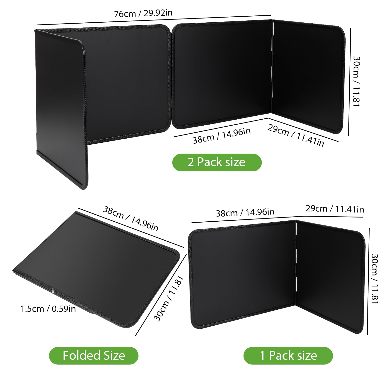 FoiiLiio 2 Pannello Paraschizzi Cucina Pieghevole Protezione, Antiaderente Paraschizzi da Cucina Protezione, Protezione Protezione Schizzi di Olio per Cucine a Gas e Padella (38 * 30 * 29cm) -Nero